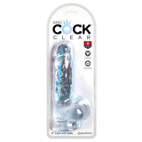 Klar King Cock dildo med realistiske årer, penishode og testikler i blisterpakning.