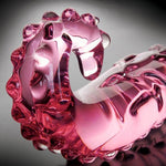 Glinsende rosa glassdildo, Icicles No. 24, med nupper og riller for dobbel stimulering.