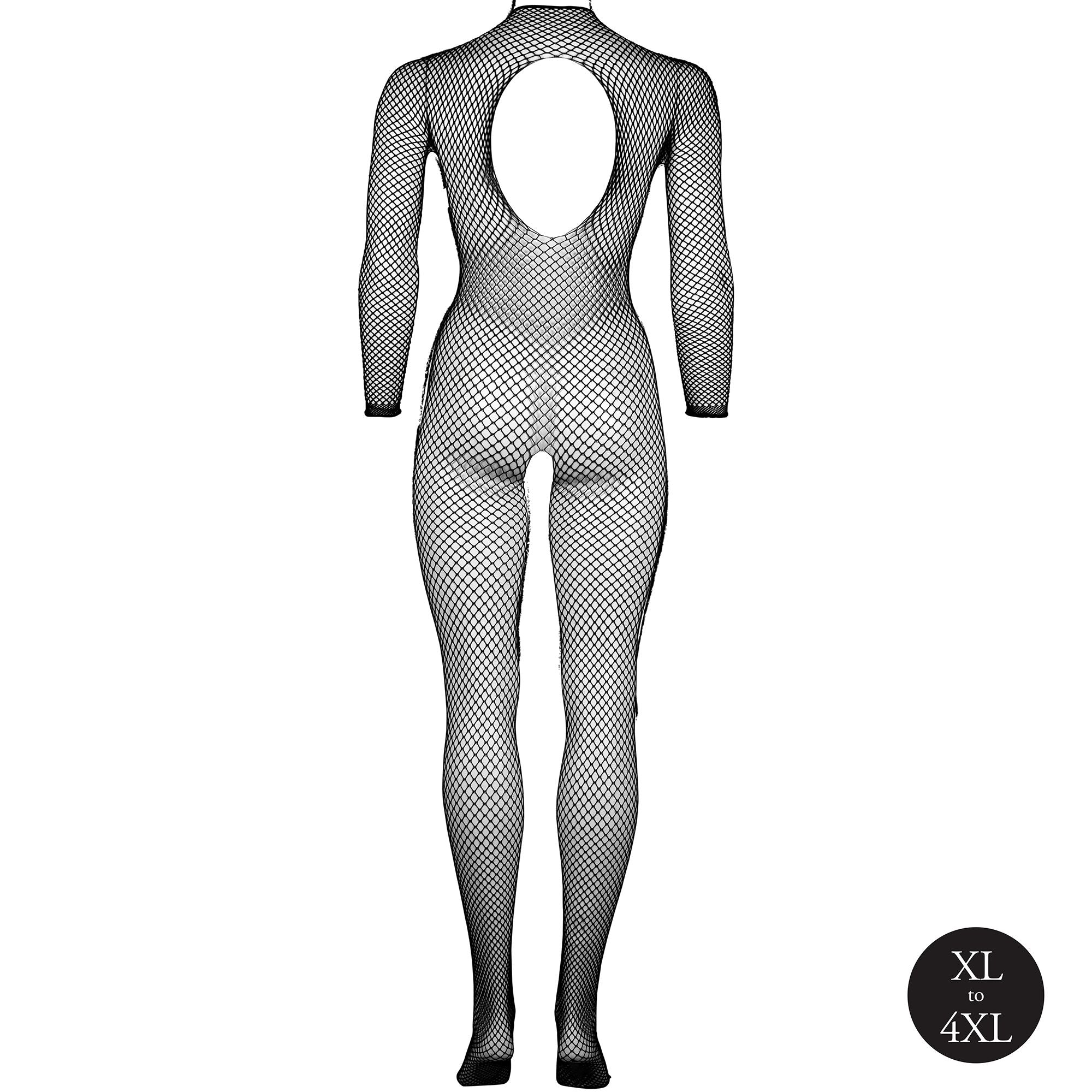 Le Désir Langermet Fishnet Bodystocking med Høy Hals og Åpent Skritt ? Plus Size
