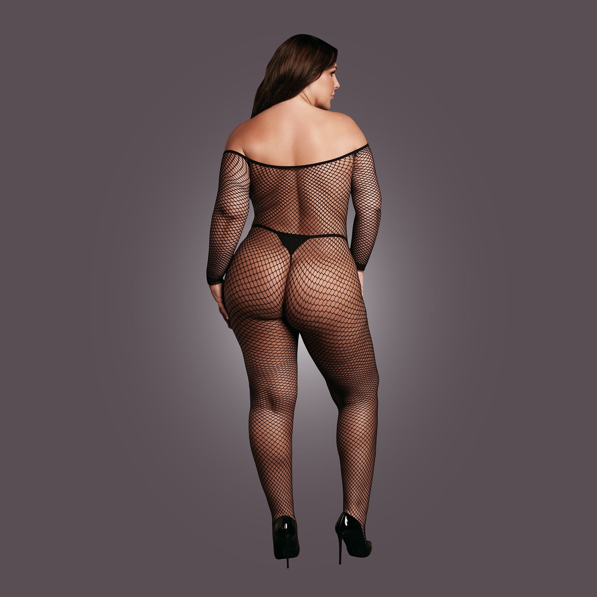 Le Désir Forførende Bodystocking med Off Shoulder-design - Pluz Size