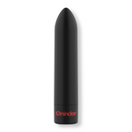 Svart, matt silikon ONINDER BERLIN bullet klitorisvibrator med rød logo.