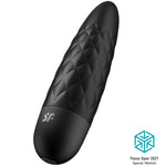 Satisfyer Ultra Power Bullet 5, en svart, kompakt klitorisvibrator med diamantrillet silikonoverflate.