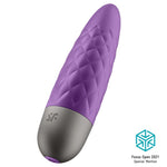 Lilla Satisfyer Ultra Power Bullet 5 klitorisvibrator med quiltet silikondesign og grå base.