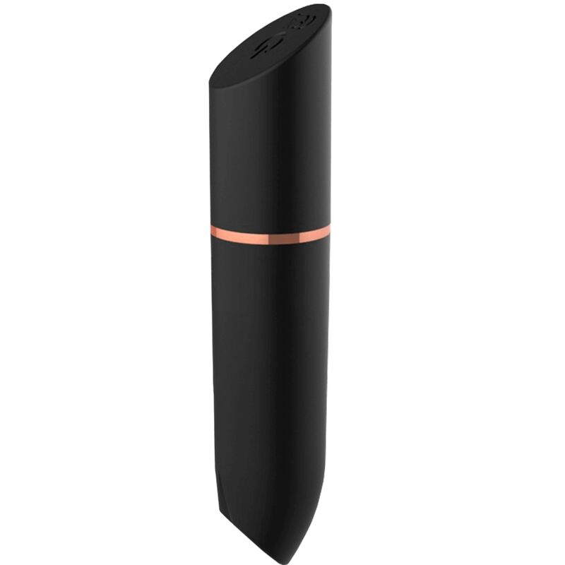 Rocket Black oppladbar klitorisvibrator med matt svart silikon og kobberfarget ring.