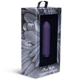 Lilla Je Joue Classic Bullet vibrator i silikon, synlig i en svart og grå eske med bladmønster.