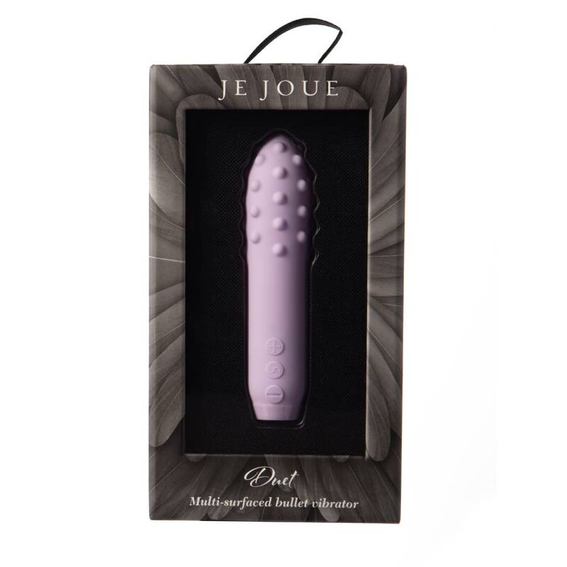 Lilla Je Joue Duet bulletvibrator i silikon med teksturert tupp og kontrollknapper, i elegant eske.