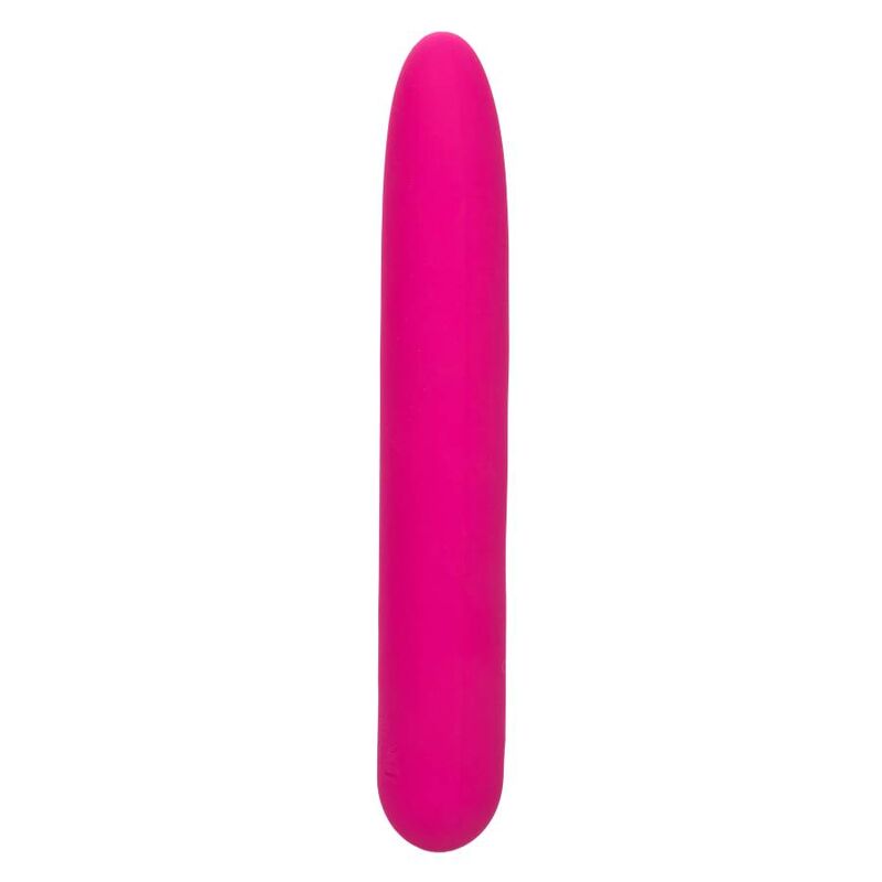 Bliss Vibe vibrator i flytende silikon, lang og slank, i en levende fuchsiafarge.
