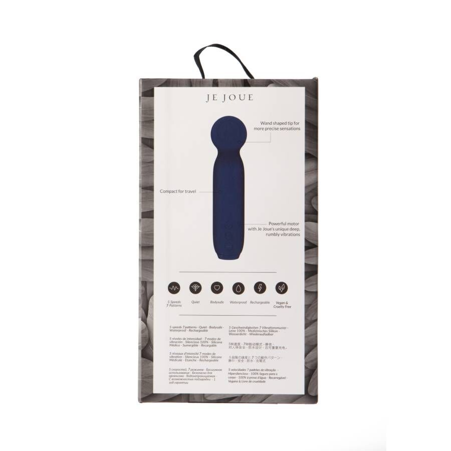 Dyp blå Je Joue Vita Bullet klitorisvibrator i emballasje, med avrundet tupp og minimalistisk design.