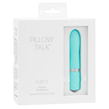 Hvit eske med Pillow Talk Flirty mintgrønn silikon vibrator med Swarovski-krystall og rillet design.