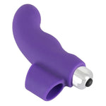 Lilla Sweet Smile fingervibrator i silikon med buet tupp og sølvfarget vibrasjonsenhet.