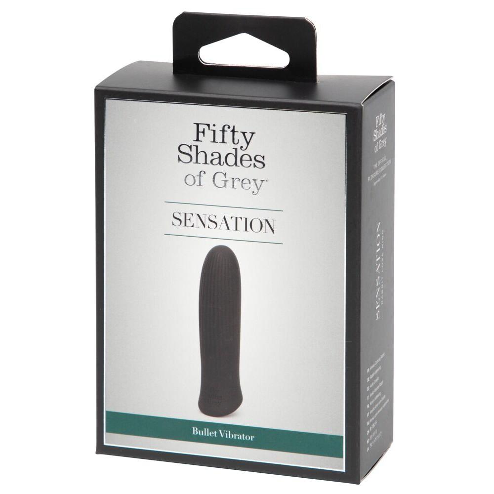 Svart Fifty Shades of Grey Sensation Bullet Vibrator i eske.