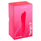 Rød We-Vibe Tango X klitorisstimulator i en rosa og hvit eske med produktinformasjon.