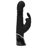 Svart Fifty Shades Greedy Girl rabbitvibrator med støtfunksjon, silkemykt skaft og kaninører.