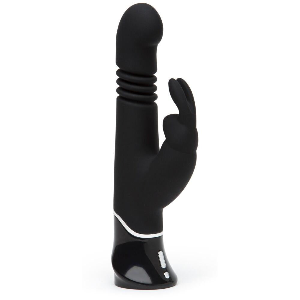 Svart Fifty Shades Greedy Girl rabbitvibrator med støtfunksjon, G-punktstimulator og kaninører.