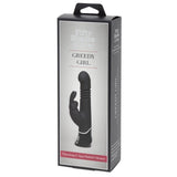 Fifty Shades of Grey Greedy Girl rabbitvibrator i svart eske med bilde av produktet.