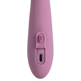 Trysta Neo rabbitvibrator i rosa silikon, med USB-ladeport og kontrollknapper.