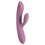 Trysta Neo rabbitvibrator i lilla silikon med buet G-punktstimulator og klitorisarm.