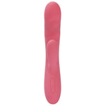 Rosa Avery rabbitvibrator fra SVAKOM i silkemyk silikon med støtfunksjon og kontrollknapper.