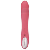 Rosa SVAKOM Avery rabbitvibrator i silkemyk silikon med sølvfarget base og knapper.