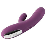 Dyp lilla Avery rabbitvibrator fra SVAKOM i silkemyk silikon med sølvdetaljer.