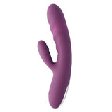Dyp lilla Avery rabbitvibrator i silkemyk silikon med buet design og sølvfarget base.
