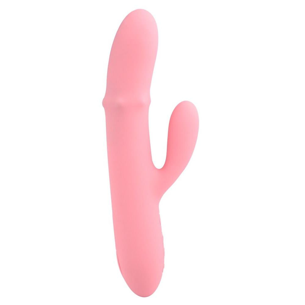 Rosa Mora Neo rabbitvibrator fra SVAKOM i myk silikon med dobbel stimulering og perlering.
