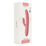 Mora Neo appstyrt rabbitvibrator fra SVAKOM i rosa silikon, vist i hvit emballasje.