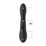 Svart silikon Kyra rabbitvibrator med pulserende klitorisstimulator og G-punkt vibrasjon, VIVE-merket.