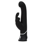 Svart silikon G-punkt og klitorisvibrator med kaninører og hvit detalj.