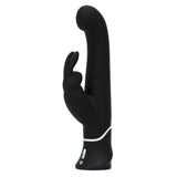 Svart silikon G-punkt og klitorisvibrator med kaninører og hvit detalj.