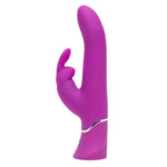 Lilla silikon Power Motion Rabbit vibrator med buet skaft, kaninører og sølvdetalj.
