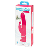 HappyRabbit dual density rabbit vibrator in pink silicone, shown in its retail box.