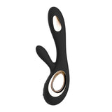 LELO Soraya Wave sort rabbitvibrator i myk silikon med gullfargede detaljer og ergonomisk design.