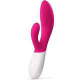 LELO Ina Wave 2 rabbitvibrator i hot pink silikon med hvit base og kontroller.