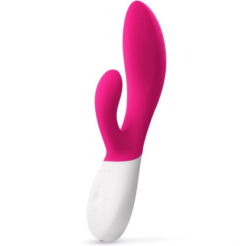 LELO Ina Wave 2 rabbitvibrator i hot pink silikon med hvit base og kontroller.