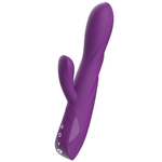 Lilla silikon REWORABBIT fleksibel rabbitvibrator med kontrollknapper og buet klitorisstimulator.