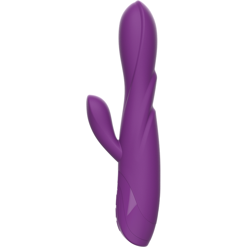 Lilla silikon REWORABBIT fleksibel rabbitvibrator med buet skaft og klitorisstimulator.