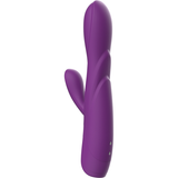 Lilla silikon REWORABBIT fleksibel rabbitvibrator med to stimulatorer og kontrollknapper.
