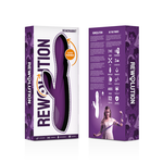 Lilla REWORABBIT fleksibel rabbitvibrator i emballasje, med produktfunksjoner og modell.