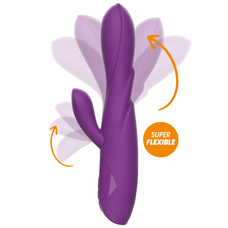 Lilla, fleksibel REWORABBIT vibrator med dobbel stimulering og rabbit-design.