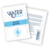 Hvit Waterfeel Neutro vannbasert glidemiddel i en liten, flat engangspakke.