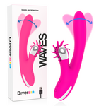 DIVERSIA Bunny Waves rabbitvibrator i knallrosa silikon med Squeel Multifunction og USB-lading.