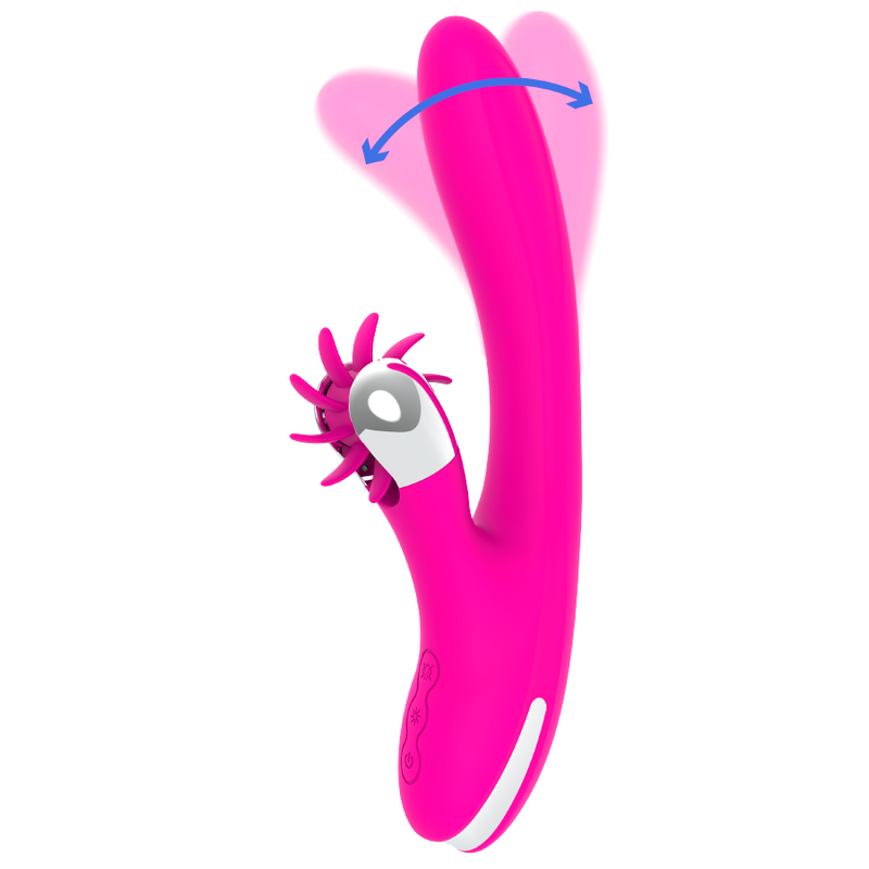 DIVERSIA Bunny Waves rabbitvibrator i rosa silikon med roterende klitoristupp og G-punktstimulator.