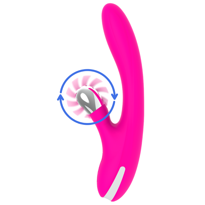 DIVERSIA Bunny Waves rabbitvibrator i knallrosa silikon med roterende klitoristupp og G-punktstimulator.