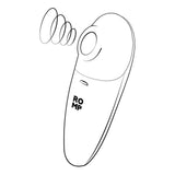 Svart-hvitt strektegning av en ROMP Switch X sugevibrator med Pleasure Air-teknologi.