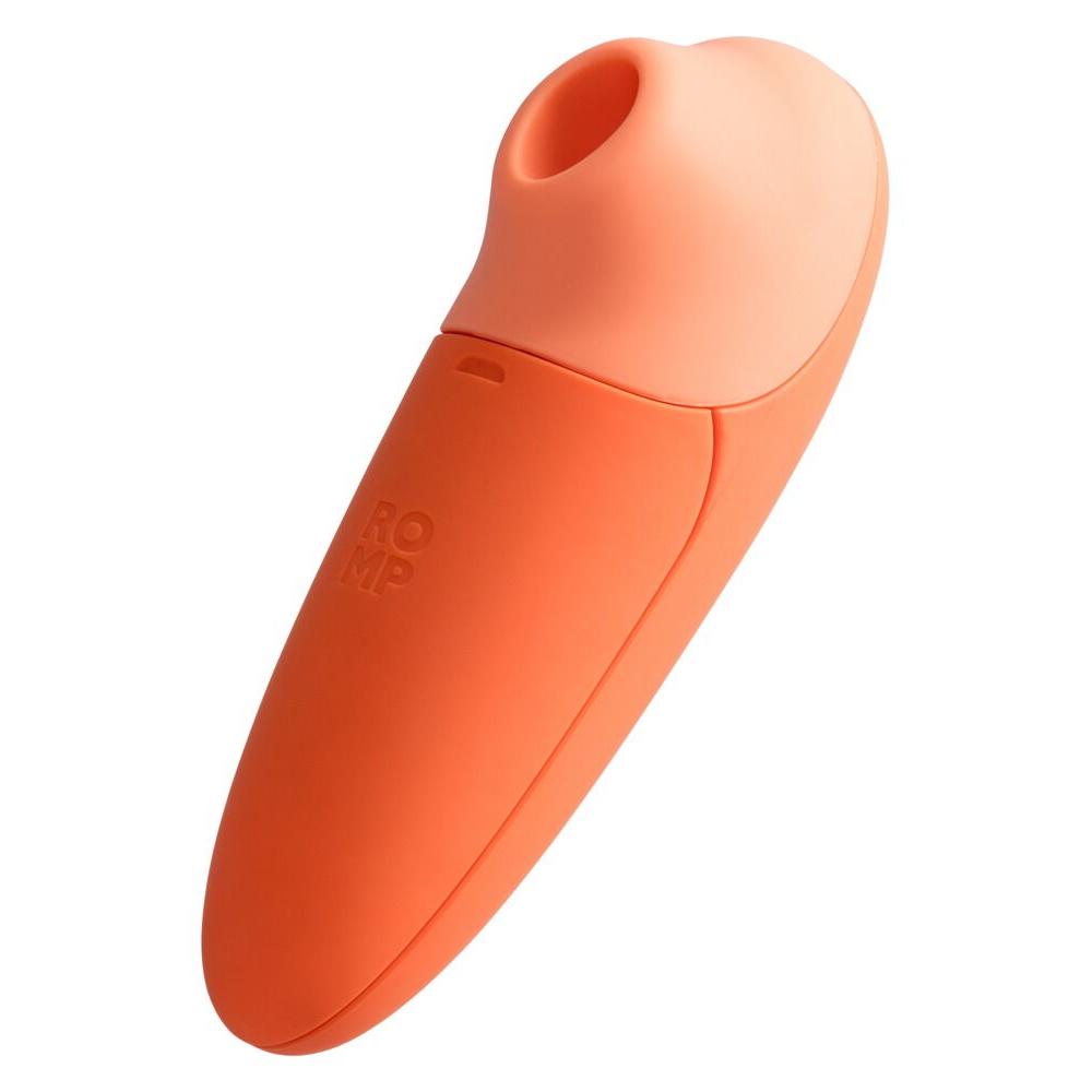 ROMP Switch X sugevibrator i matt oransje silikon med Pleasure Air-teknologi.