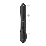 Svart Amoris silikon rabbitvibrator med G-punkt og klitorisstimulator, kontroller og ladeport.