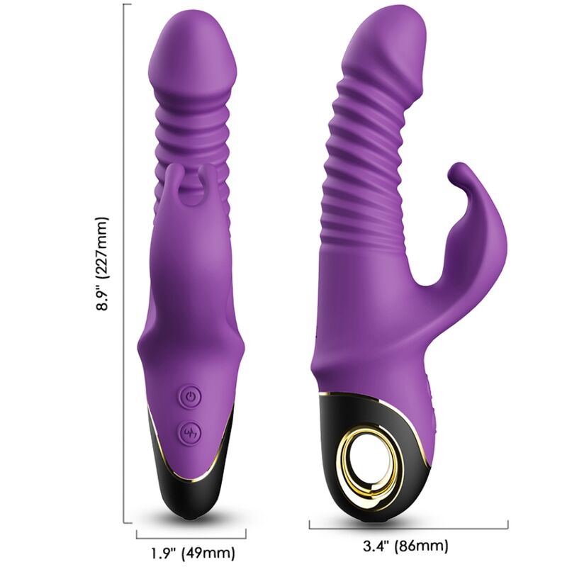 Lilla Armony Zing Rabbit vibrator i medisinsk silikon med ribbet skaft og klitorisstimulator.