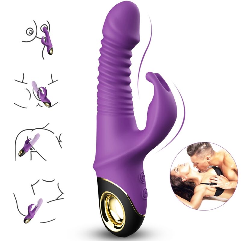 Lilla Armony Zing Rabbit vibrator i medisinsk silikon med gullfarget base og stimulerende former.