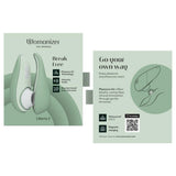 Womanizer Liberty 2 i myk mintgrønn med magnetisk deksel, viser Pleasure Air Technology og 8 intensitetsnivåer.